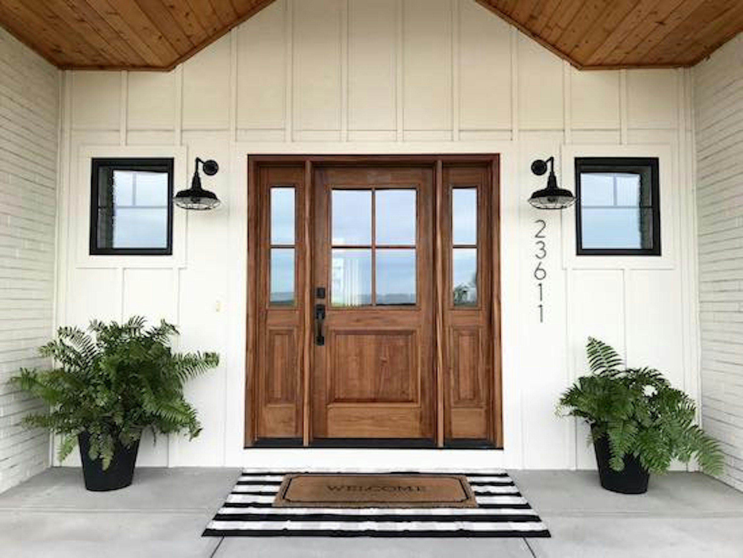 front entry door with sidelights and transom Arched exterior door with ...