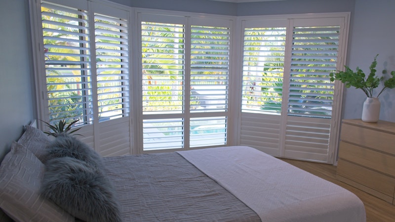 Planation shutters in bedroom
