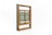 Full view of Andersen double hung window with douglas fir wood interior - both sashes have grids and are in open positions.