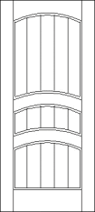 Straight top custom made wood door design with three arched sections of different heights