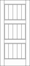 Straight top custom made wood door design with three sections with vertical cuts