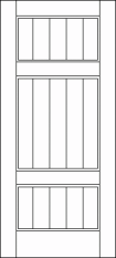 Straight top custom made wood door design with one column divided into three sections, the middle is larger than others