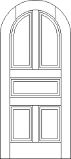 Radius top custom wood door with 5 beveled wood sections in the center of the door design