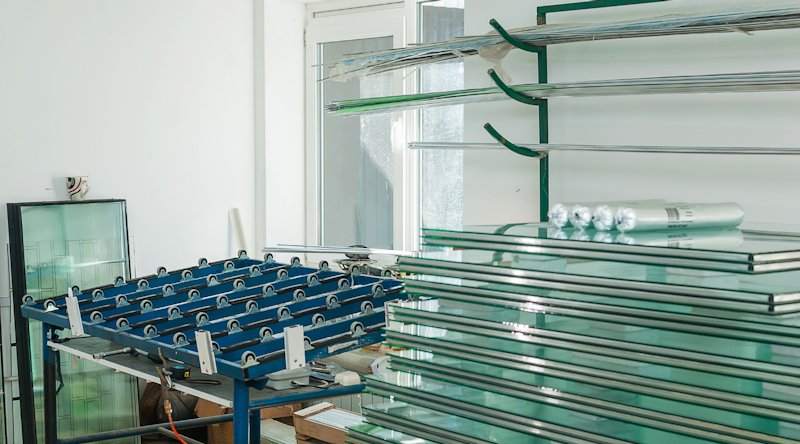 Stacks of tempered glass in warehouse. Photo from Canva.